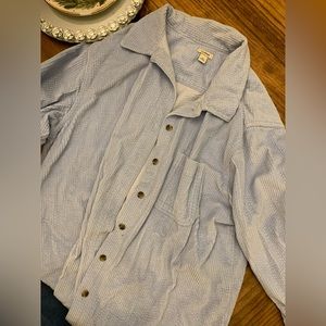 LL Bean baby blue corduroy button down top